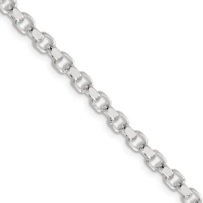 4mm, Sterling Silver Solid Diamond Cut Rolo Chain Necklace, 26 Inch